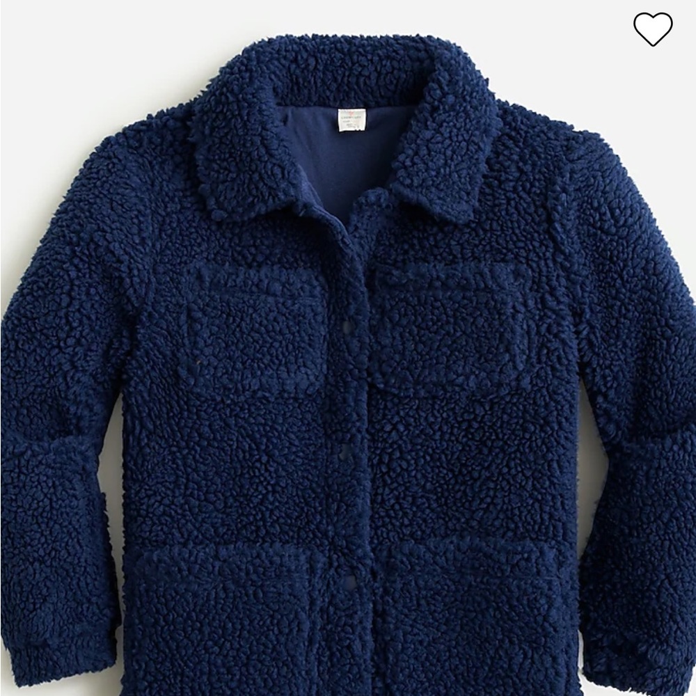 Crew cuts girls Sherpa shirt jacket NWT teddy fall winter‎ mid weight navy warm